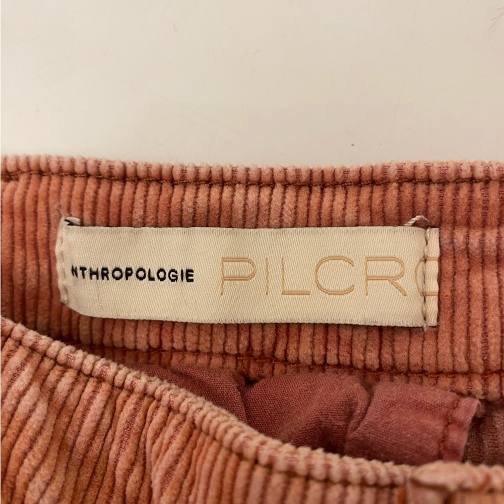 Anthropologie || Pilcro Ultra High-Rise Wide Leg Cropped Corduroy Pants Pink 26 - Picture 5 of 10